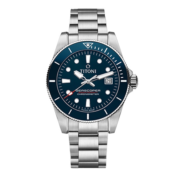 TITONI 瑞士梅花錶 seascoper 300 海洋探索 83300 S-BE-705  潛水機械錶 /藍框藍面