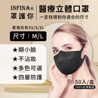 “罩護你” 醫療口罩 成人(M/L) MIT台灣製  3D立體口罩 四層結構 寬耳帶 口罩 醫用 不沾妝 顯小臉 好呼吸