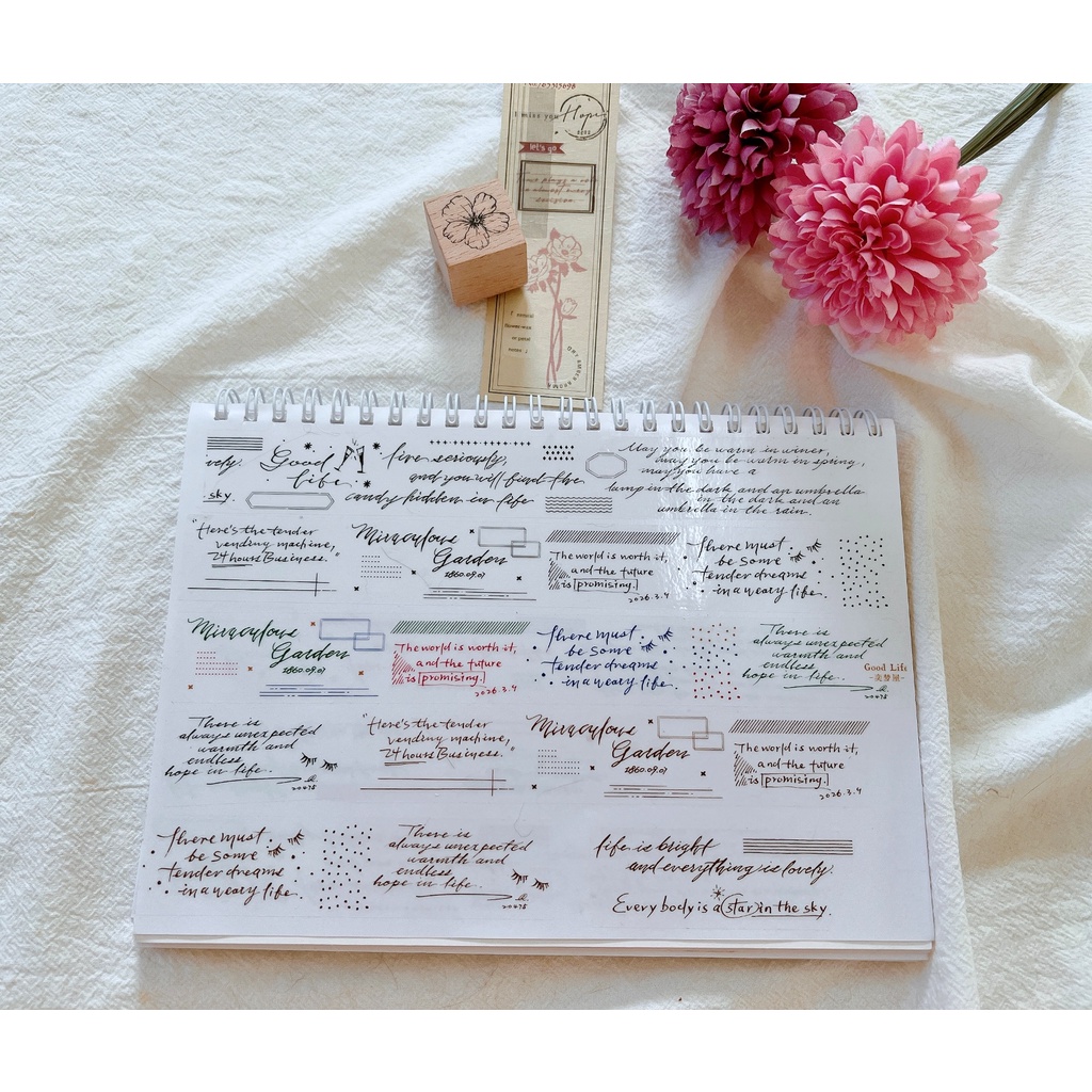 奕夢屋膠帶 Goodlife 英文詞句輕復古鹽系手帳素材 蝦皮購物