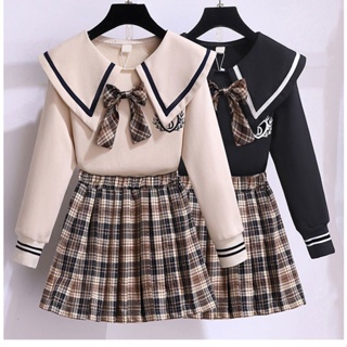 Aiyaya學院風洋裝 衛衣套裝 短裙套裝 學生裙套裝 韓版洋裝 兩件套裙裝 jk制服套裝 女童洋裝 兒童洋裝 大童洋裝