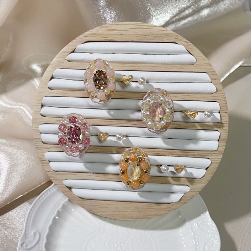 Image of Petale Crystal Ring Set  - Orange  手工 滴膠 串珠 戒指 set 組合 #3