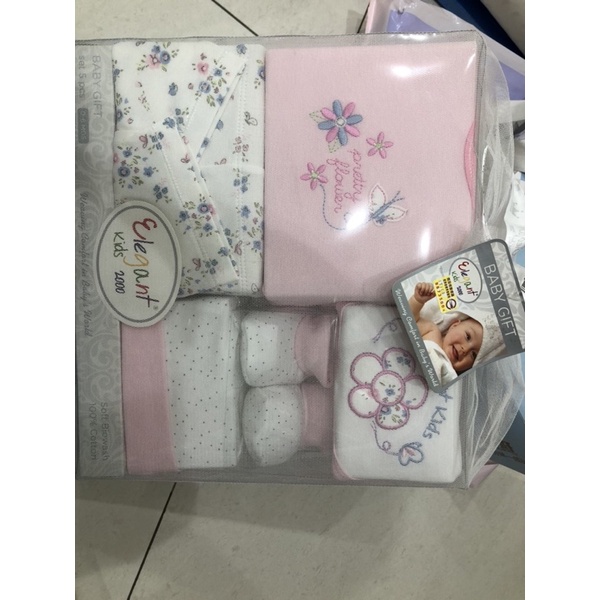 （rebeccachia18下標）美國Elegant kids 新生兒禮盒5件組-女寶粉色