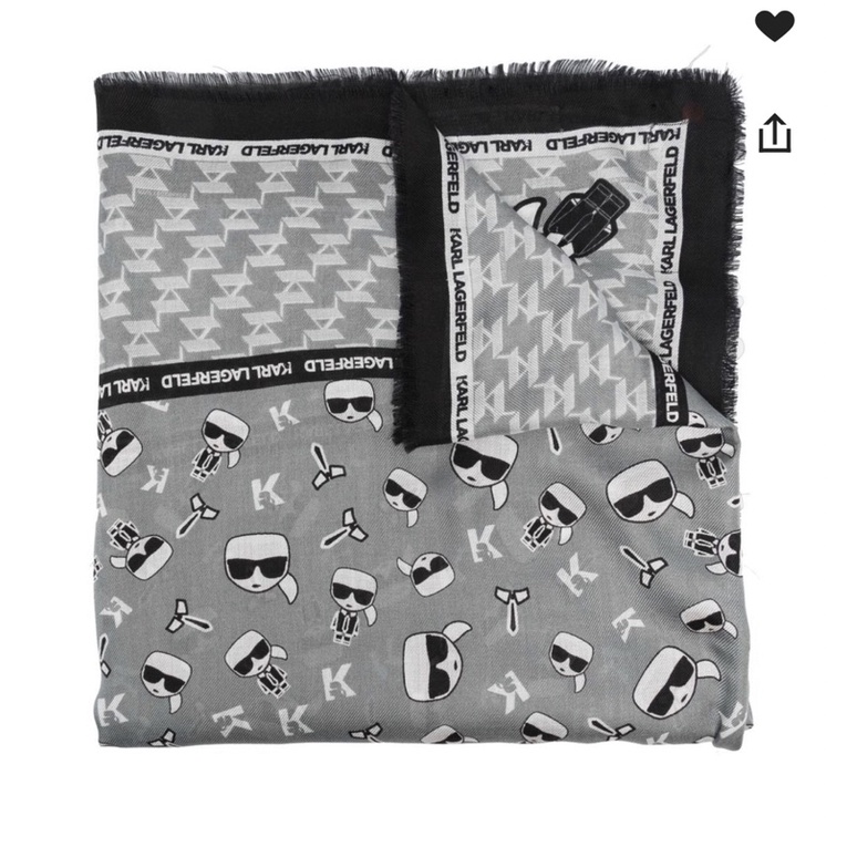 【KARL LAGERFELD】卡爾K/Morogram 印花圍巾