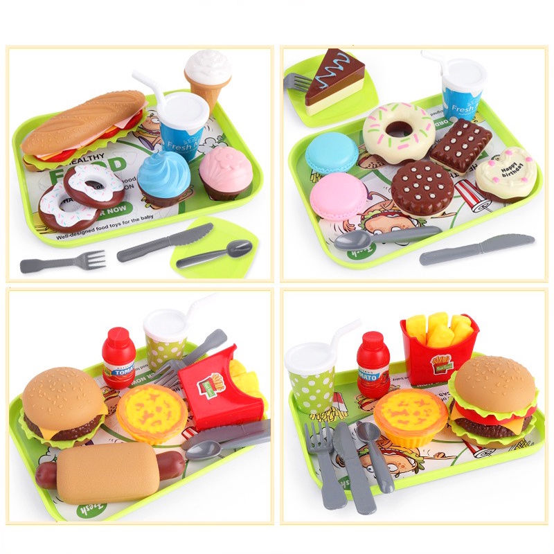 兒童漢堡家家酒玩具 4款任選 / DIY 組裝模擬廚房套裝  / 切切樂 兒童家家酒玩具 過家家 廚房玩具 / 現貨/