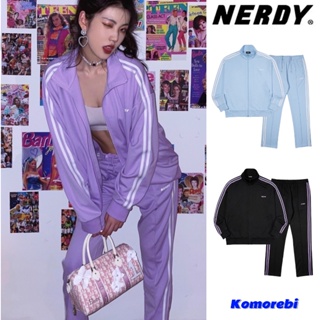 【Komorebi】💜韓國代購💜 NERDY 套裝 立領外套 雙杠 拉鏈 運動套裝 明星同款 校園風套裝