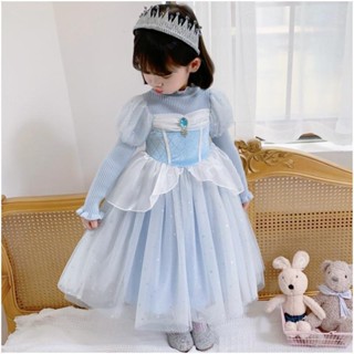 女童艾莎公主裙秋冬愛莎毛衣連衣裙子冰雪奇緣兒童elsa生日禮服裙Fashion SHOP