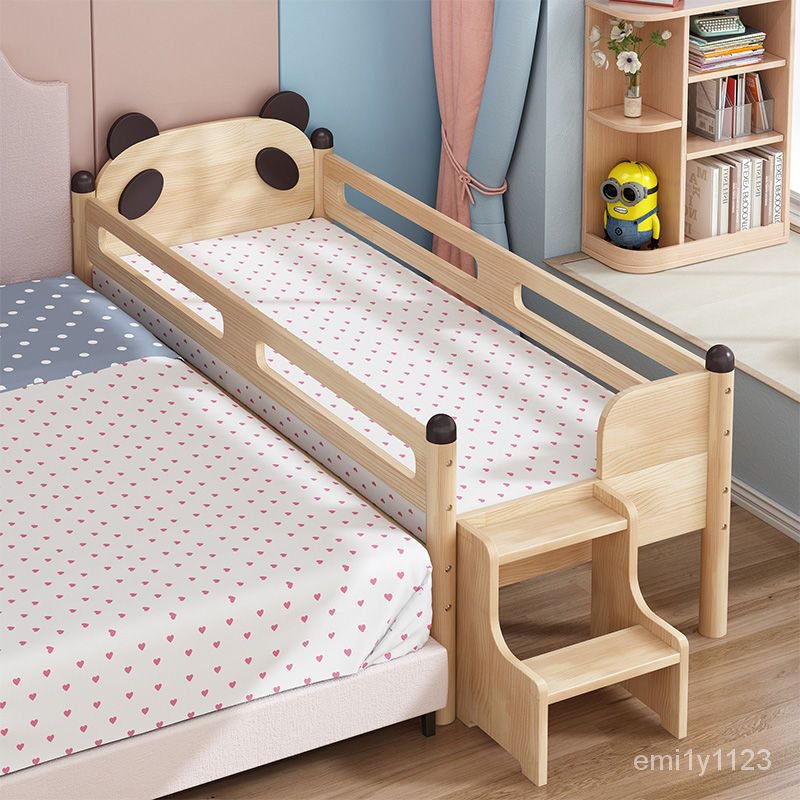 【含運到府】送床墊#實木兒童床分床神器可定製寶寶單人小床嬰兒床邊橡木加寬拚接大床