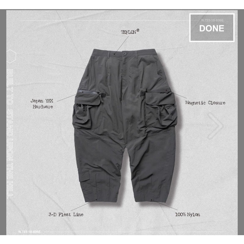 “MT-03” Wide Cargo Pants - Leaden Grey