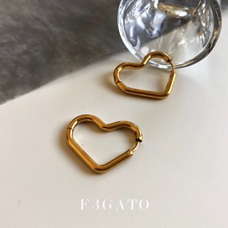 [FEGATO]簡約愛心耳環-耳飾/愛心/百搭/歐美/18K金/金色/鈦鋼/抗敏