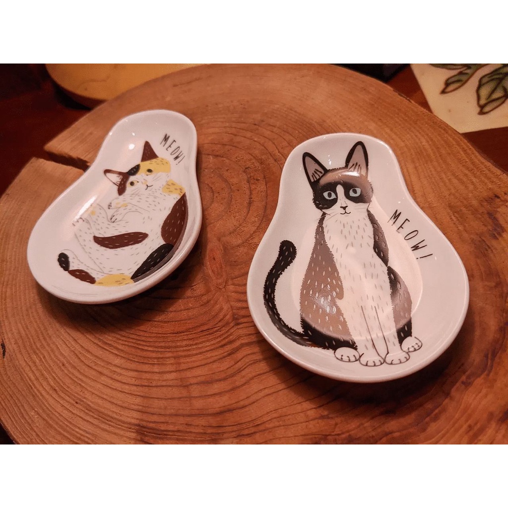 日式貓醬油碟 貓咪 盤 貓咪醬油碟 點心碟 日式 貓 點心 醬油碟 起士貓長盤 餐具盤