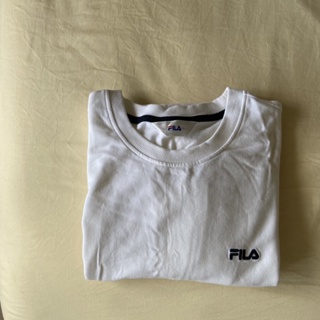 FILA購入-白色棉長袖上衣-刺繡LOGO-舒適運動居家
