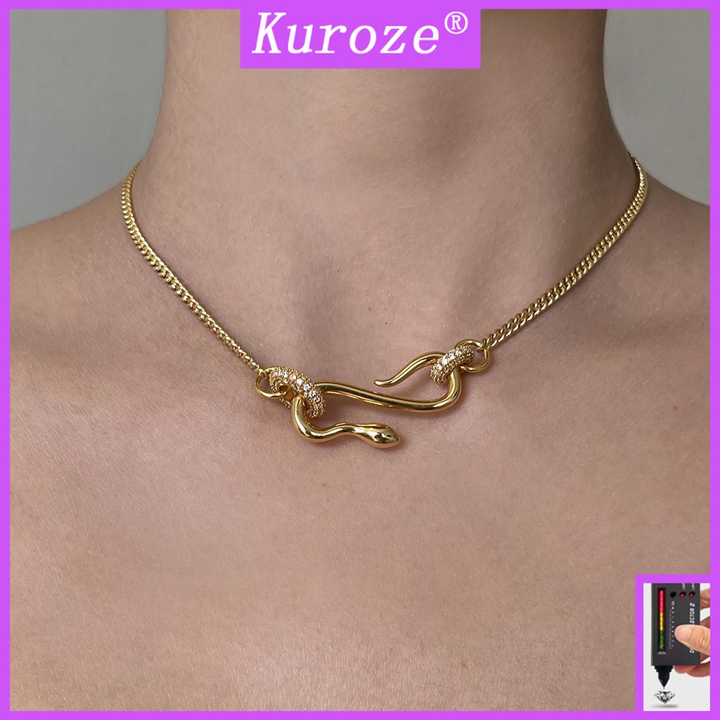 Kuroze 18K金 靈蛇項鍊 簡約時尚項鍊 高級感鎖骨鏈