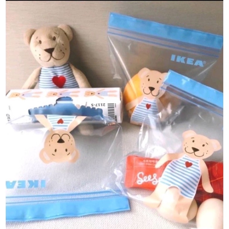 IKEA現貨 愛心小熊 ISTAED 夾鏈袋 保鮮袋 幼兒衣物收納 口罩收納