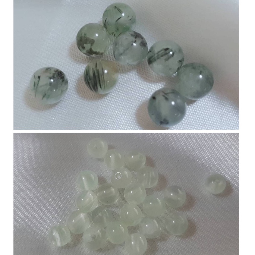 圓珠--葡萄石 (4.4-8.5mm) 水晶散珠 串diy材料