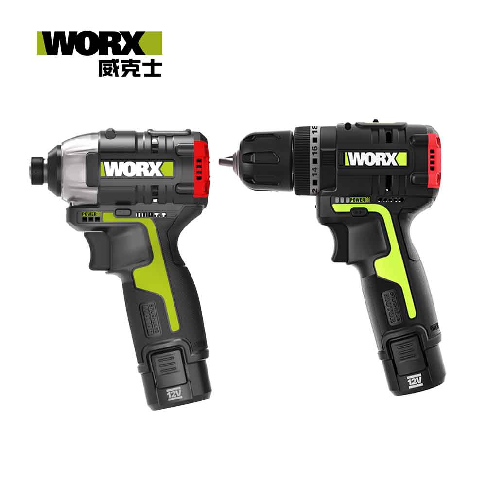 WORX 威克士 12V 鋰電無刷震動電鑽+12V 無刷鋰電衝擊起子(WU920X)｜