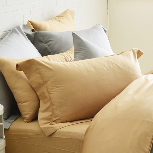 Cozy inn 極致純色-焦糖棕-300織精梳棉枕頭套