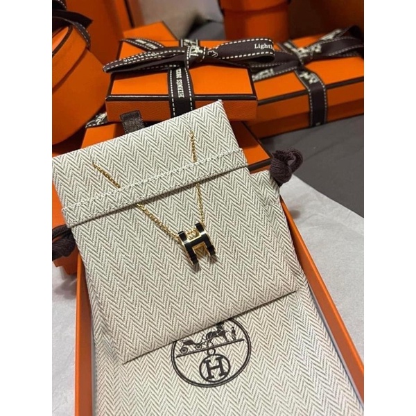 在台現貨🧡20888 愛馬仕 HERMÈS  經典POP H項鍊 黑金 大款