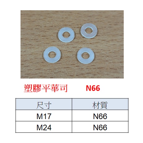 【台製】M17 M24 N66 塑膠平華司,塑膠平墊片,尼龍平墊片,尼龍66(N66)