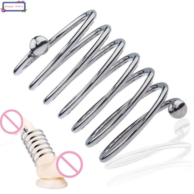 Stainless Steel Penis Dildo Ring Wave Thread Cock Rings Spri