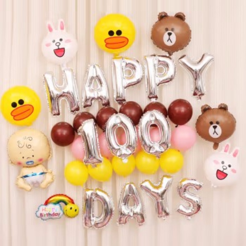 可愛動物卡通頭箔氣球熊貓兔小鴨氣球嬰兒淋浴生日派對裝飾氣球兒童玩具