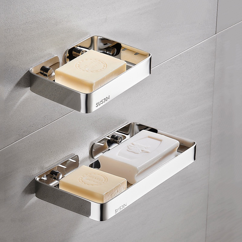 304不鏽鋼衛生間肥皂盒浴室瀝水雙層置物皁碟 壁掛式免打孔置物架