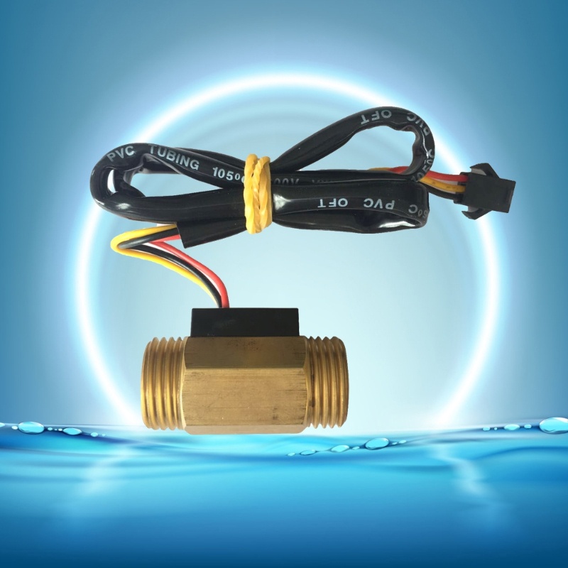 【現貨】黃銅液體流量計水流量霍爾效應傳感器開關流量計計數器30m3小時適用於房屋行業