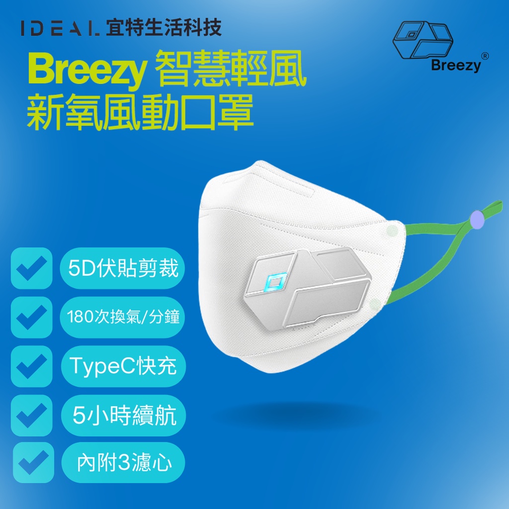 口罩 風機 Ideal Breezy 宜特生活科技輕風新氧風動口罩 KF94 KN95 N95 非Philips 口罩