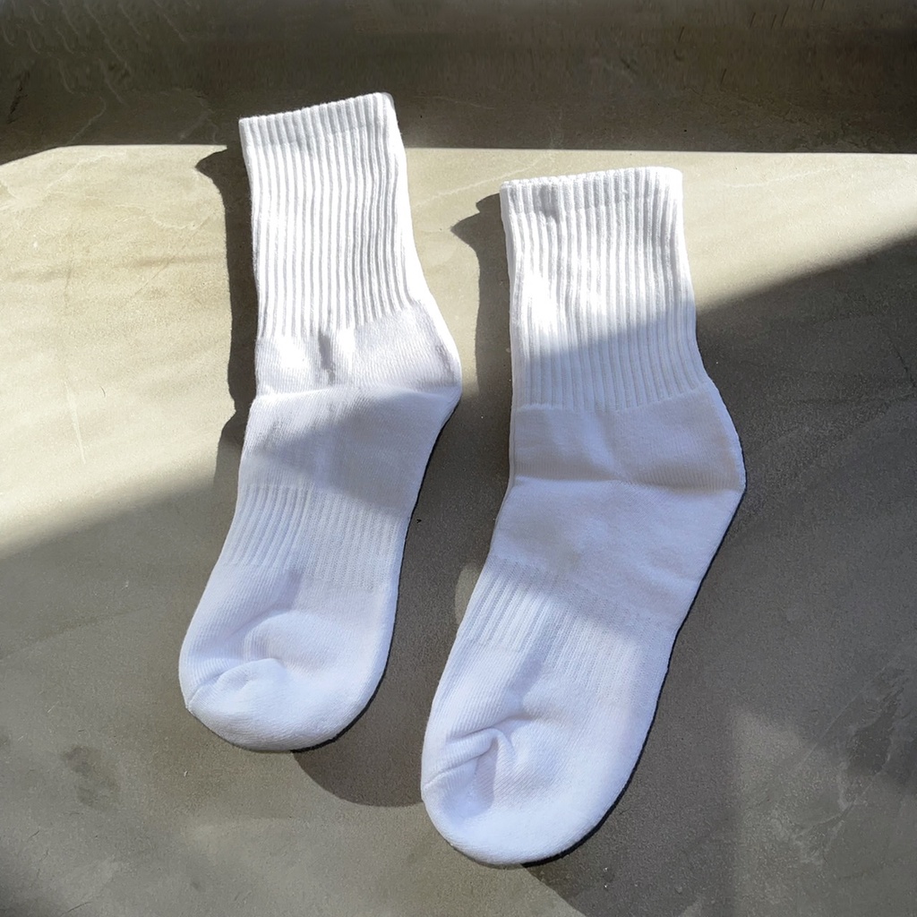 毛巾料 黑白色 素色 長筒襪 襪子 長襪 穿搭 搭配 滑板 街舞 潮流 K2 中筒襪 長筒襪 素襪 棉襪【K070】