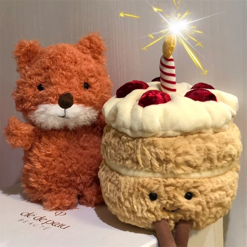創意JELLYCAT生日蛋糕小抱枕會唱歌毛絨玩具趣味搞怪生日玩偶禮物