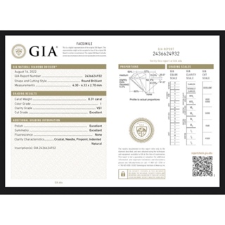 GIA國際證書0.31克拉/ I /VS1 /3EX/八心八箭