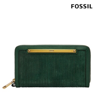 FOSSIL Liza 真皮拉鍊式長夾-松綠色 SL8228298