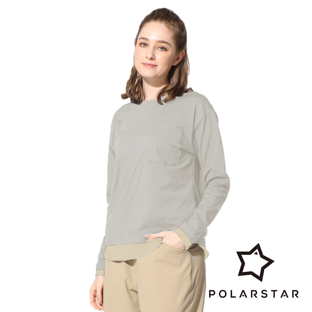 【PolarStar】女 彈性保暖長袖上衣『白卡其』P22920