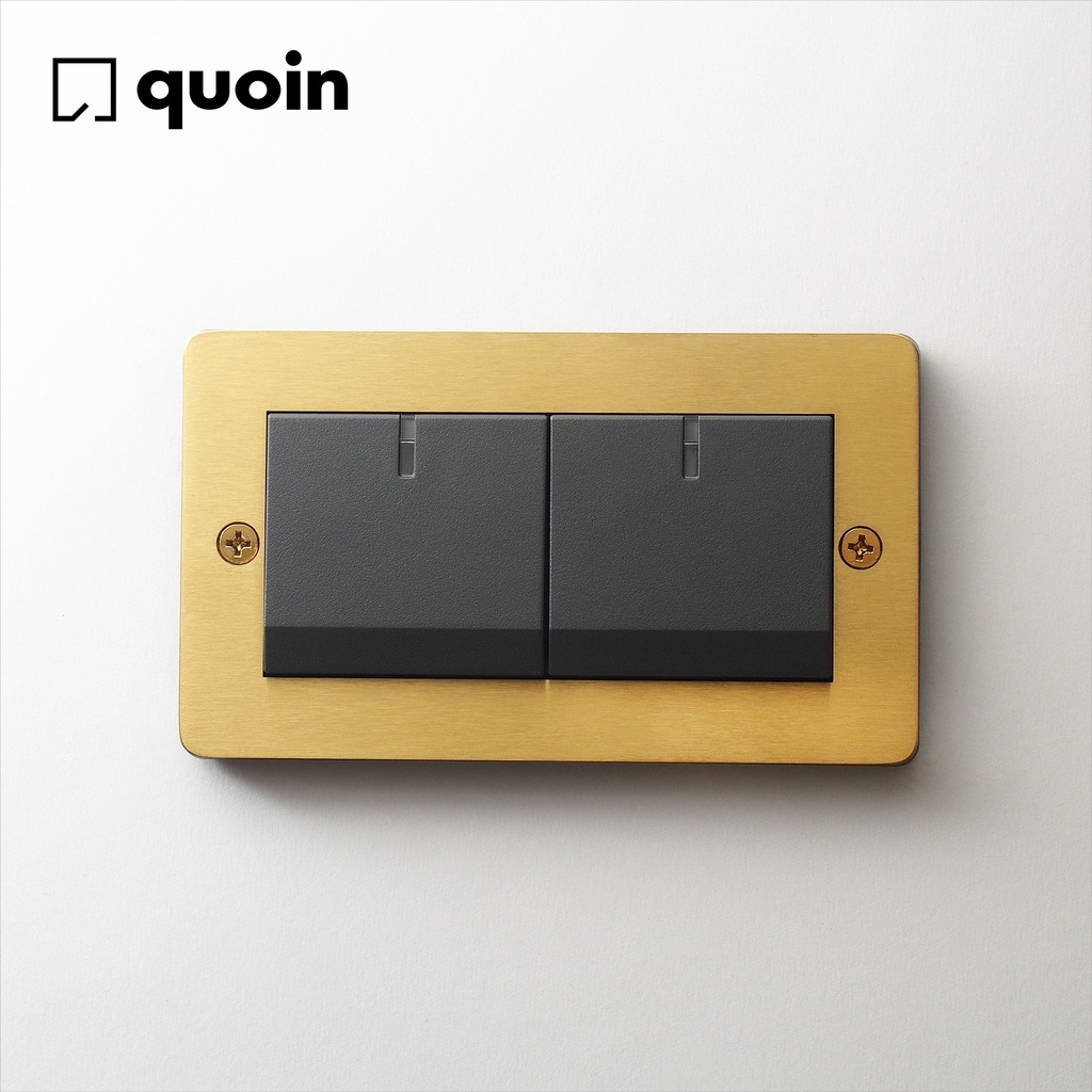 【光引 quoin】標準型不鏽鋼開關面板 黃銅色髮絲金 搭配Panasonic國際牌 GLATIMA開關 二開關