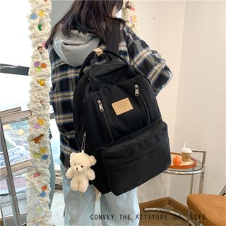 [臺灣現貨]【原宿風 日韓版素色 揹包】🔥女帆布 尼龍 防水 電腦後揹包 電腦包 揹包 後揹包 書包 筆電包 W