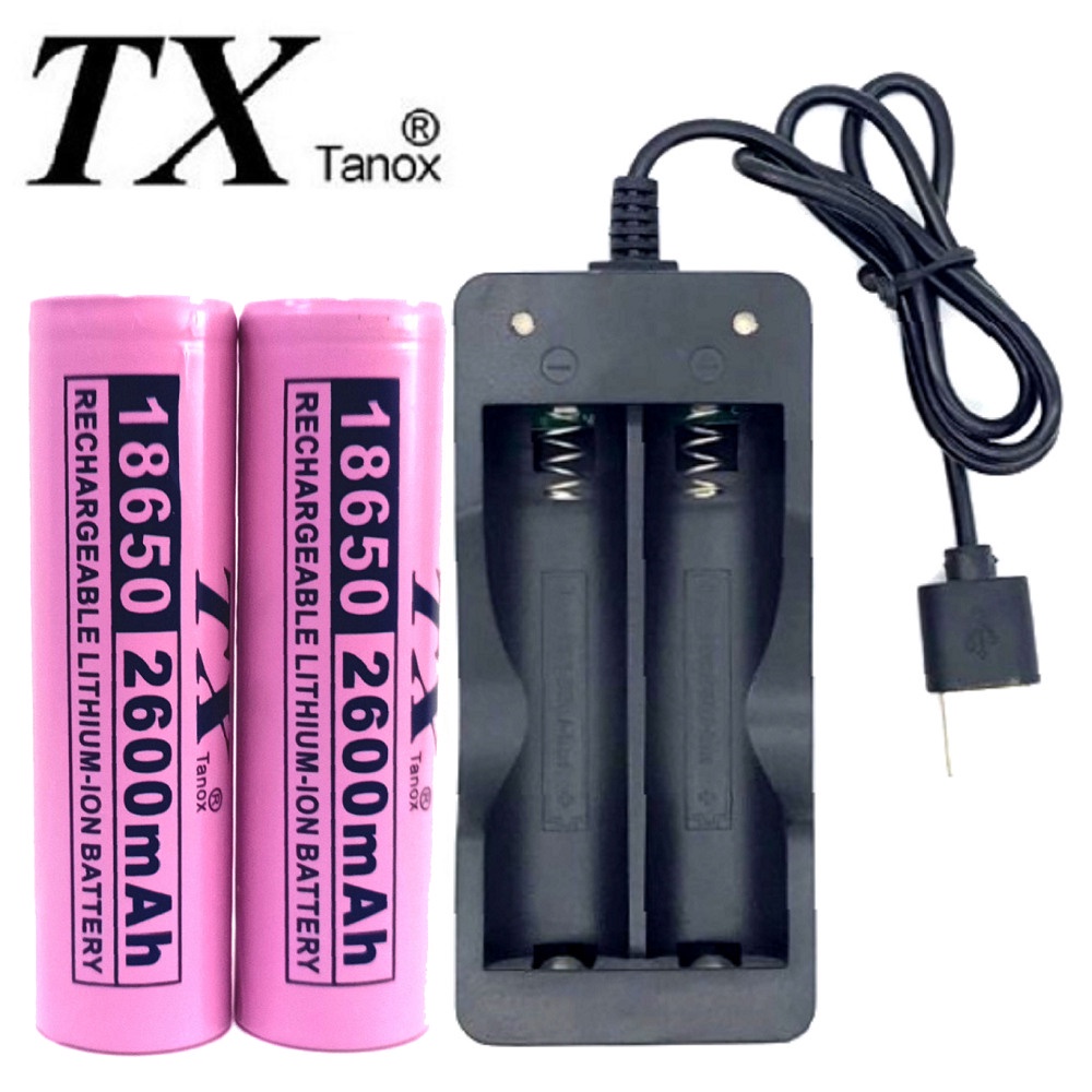 TX特林安全認證18650鋰充電池2600mAh 2入附USB雙槽充電器
