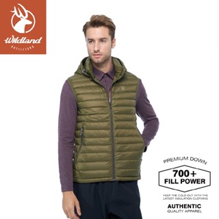 【Wildland 荒野 男 700FP可拆帽極暖鴨絨背心《灰濛綠》】0B02172/羽絨背心/登山/保暖背心