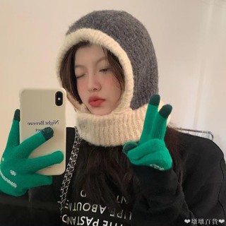 【臺出免運】巴拉克拉法帽女秋冬季保暖圍脖圍巾針織毛線套頭帽帽子圍巾一體帽 棉帽 保暖帽 包頭帽 針織帽 防寒帽