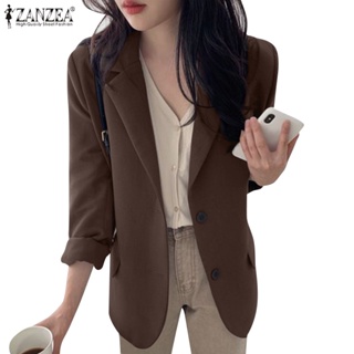 Zanzea 女式秋季時尚長袖純色休閒辦公室女士西裝外套