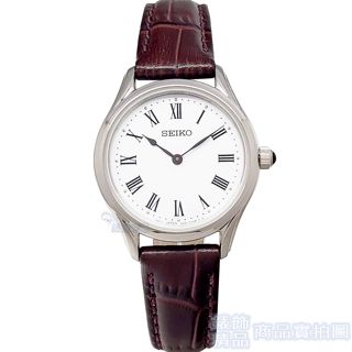 SEIKO 精工 SWR071P1手錶 羅馬時標白面 藍寶石鏡面 咖啡色壓紋真皮錶帶 女錶 【錶飾精品】