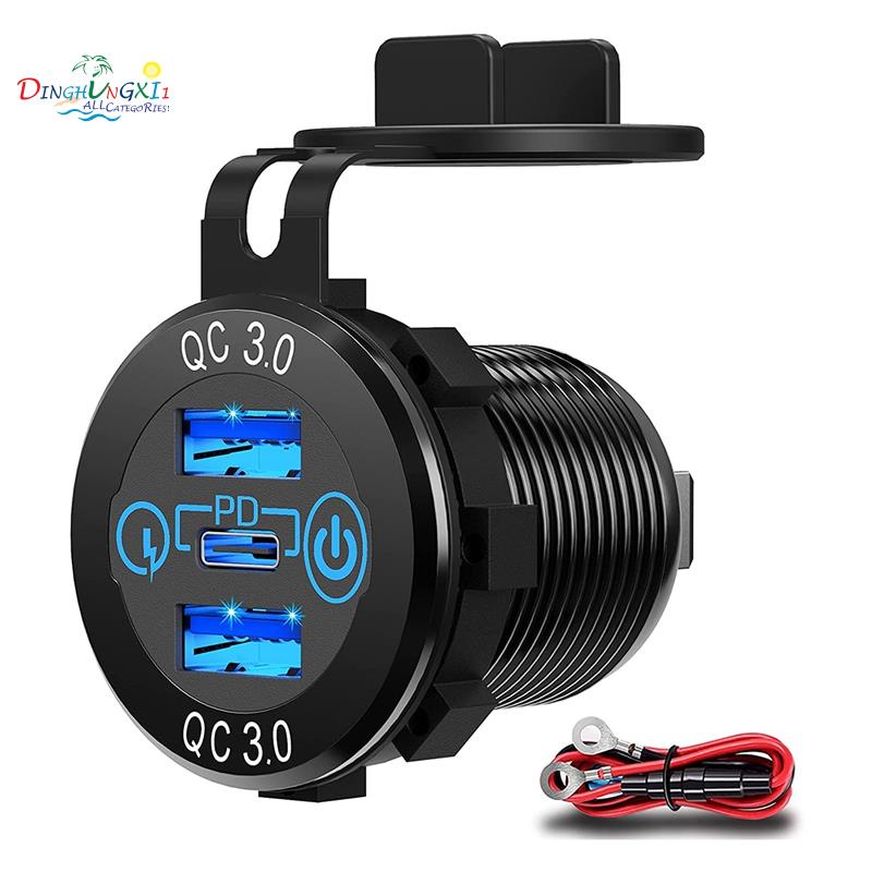 快速充電插座 60W USB-C 多車載充電器插座 PD Type C 和 QC3.0 雙 USB 充電器 PD 3.0