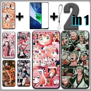 2 合 1 適用於 Infinix Note 10 11i 手機殼帶鋼化玻璃陶瓷螢幕保護膜動漫