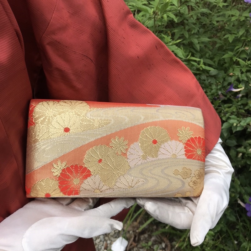 菊花流水日本古董包古物古著復古口金包手拿包