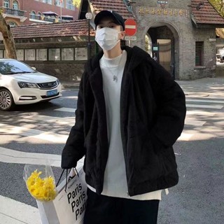 韓版大衣上衣倉石一樹名款大尺碼絨毛外套 毛毛外套 風衣大衣 重磅 高質感 韓國街頭 皮草上衣休閒開衫寬鬆大碼男女同款