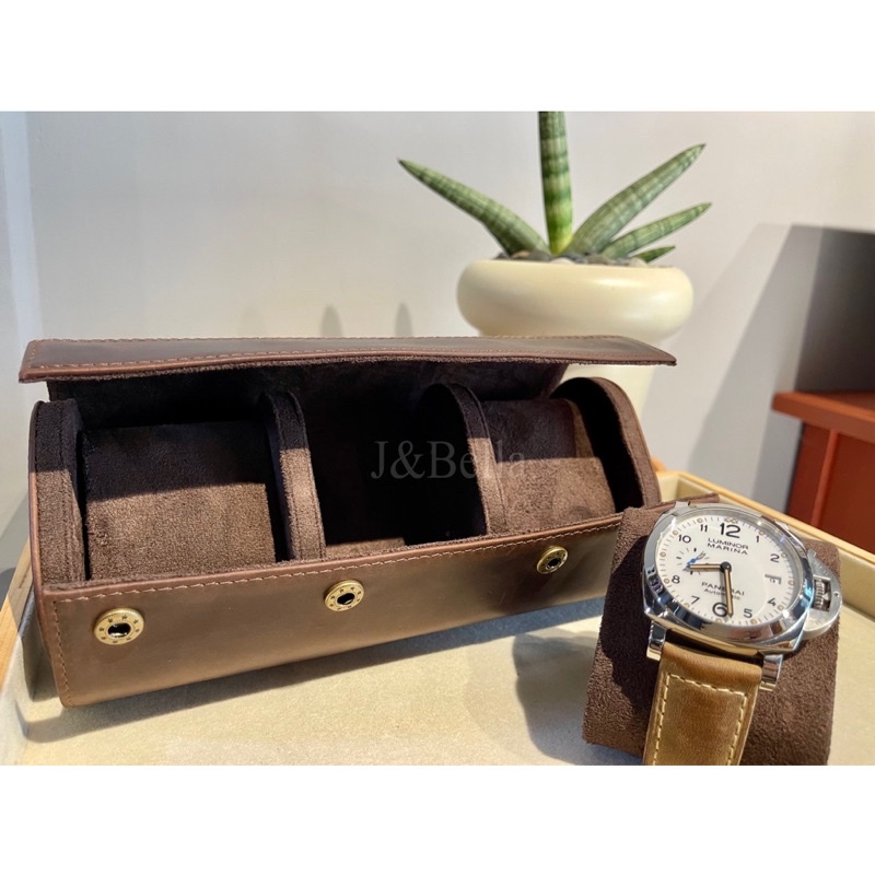 牛皮手錶收納包(3入) 真皮手錶收納盒 外出攜帶手錶盒 手錶盒 手錶包 收納盒 收納包 收藏盒 儲存盒