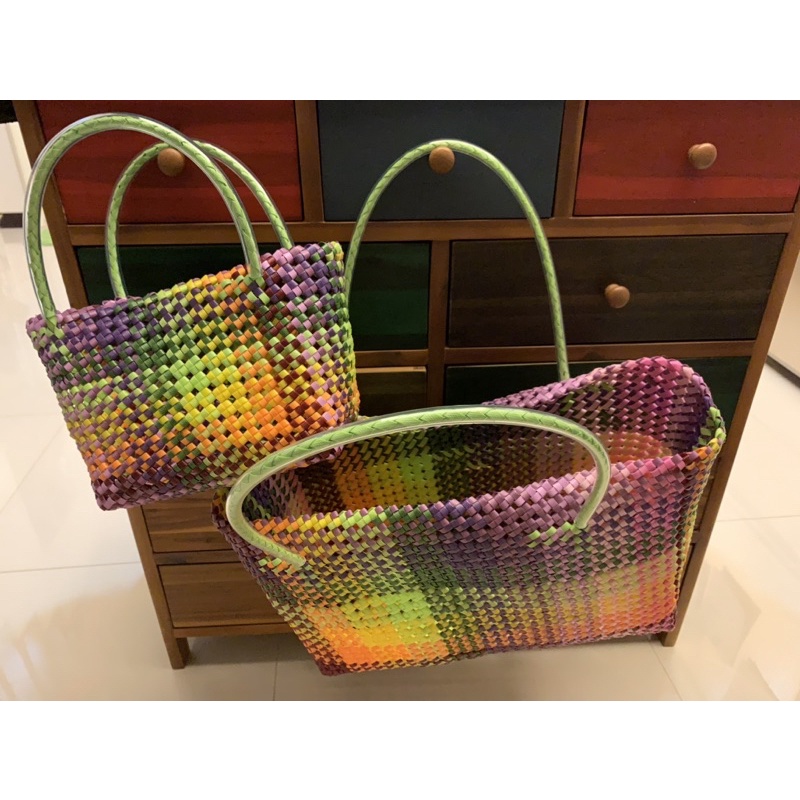 【新品】手提編織包～彩虹🌈打包帶