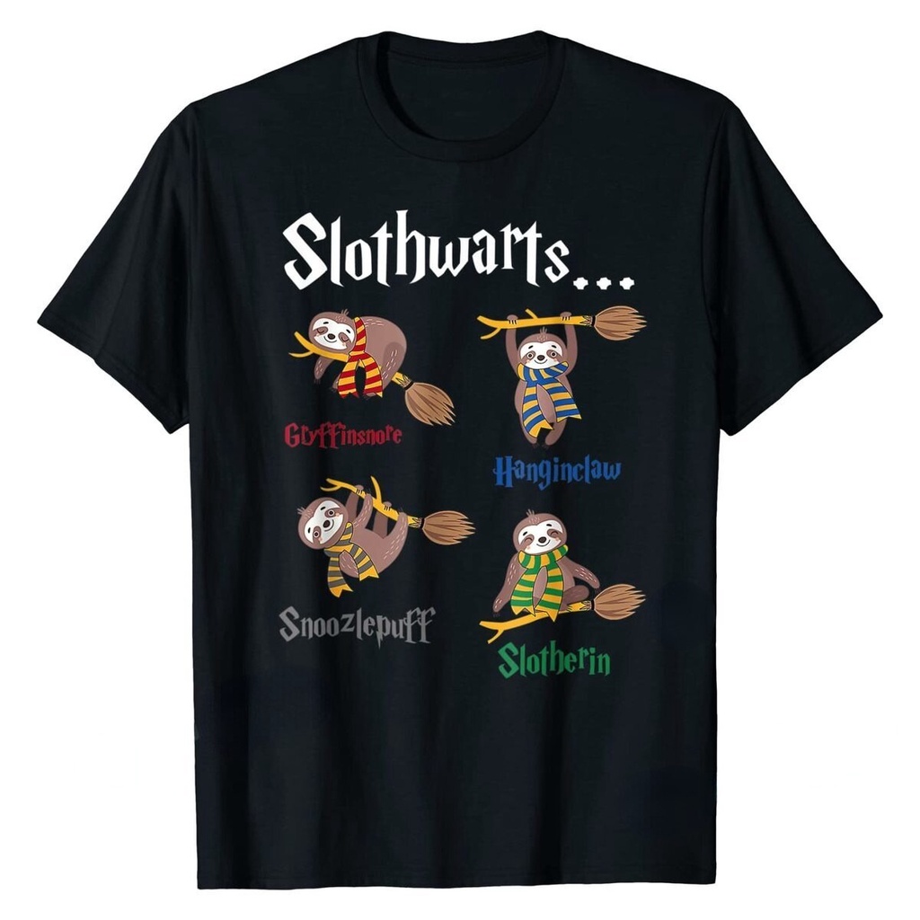 Kawaii Sloth Slothwarts Funn 生日樹懶 T 恤男士簡約風格 T 恤中性休閒超大 T 恤