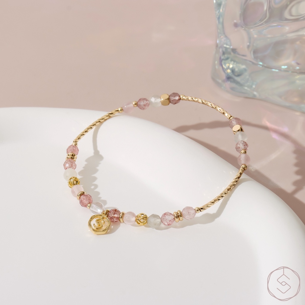 【SPANCONNY】雅典娜・草莓晶 粉水晶 月光石 白水晶｜天然水晶手鍊