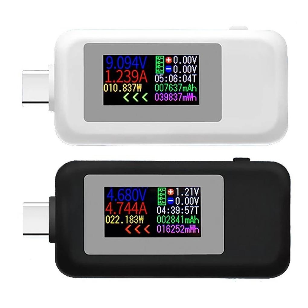 Type-c USB測試儀便攜式0.96英寸屏幕電壓表4-30V 0-150W 0-5A電電流表指示燈測試裝置