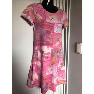 粉紅洋裝, 花色洋裝,蜻蜓圖樣,S Size,二手,Pink Dress used, Dragonfly Design