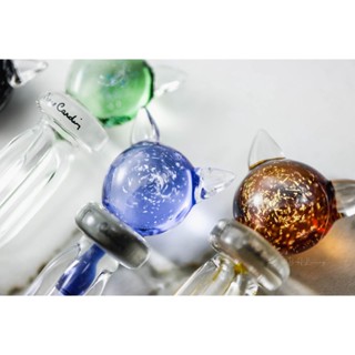 Pierre cardin 皮爾卡登 貓咪水晶玻璃筆+筆擱 - 藍